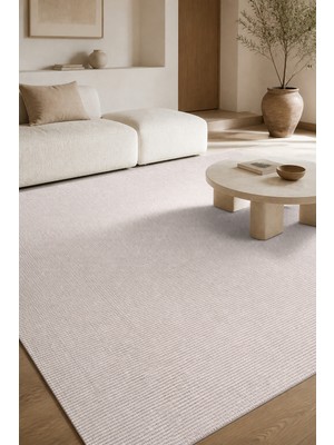 Cinka Home Vaha Krem Vizon Sisal Görünümlü Özel Ölçü Mutfak Koridor Halısı Kaymaz Taban Robot Süpürge Uyumlu Ko