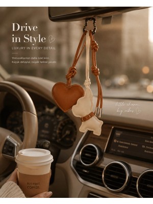 Hace Bazaar 3'lü Ayıcık & Kalp Charm  Deri Çanta Aksesuarı | Luxury Bag Charm Anahtarlık | Deri Lüx  Çanta Süsü