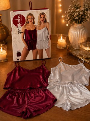 Primoda Saten Şortlu Kadın Pijama Takımı – ART.9089 | Ipek Dokunuşlu Şıklık ve Gece Boyu Konfor