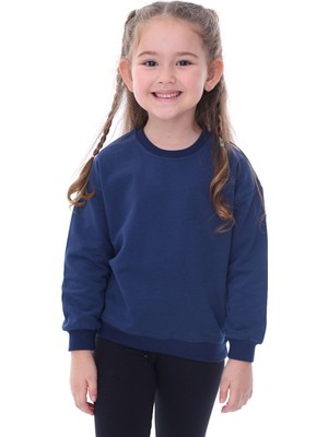 Zuzunga Basic Düz Renk Pembe Fırçalı Yumuşak %100 Pamuk Sweatshirt