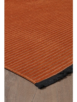 Empressco Kiremit- Turuncu Şönil Kilim Makinede Yıkanabilir Kaymaz Taban Halı Yolluk