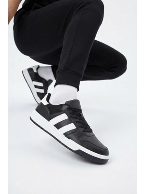 Zerenyus ZRK-X013 Exclusive Siyah Beyaz Günlük Erkek Bağcıklı Sneaker