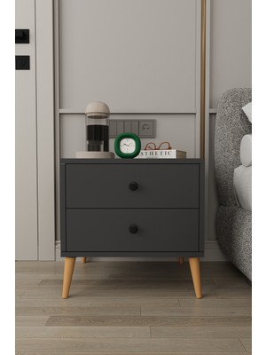 Asra Trend Modern 2 Çekmeceli Komodin Şifonyer %100 Mdf Çok Amaçlı Organizer KMD03