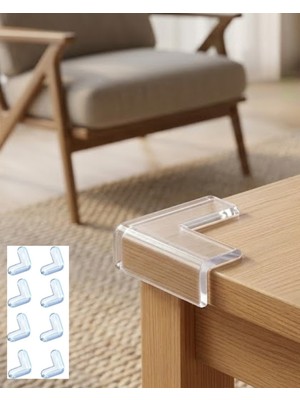 Mobilya Köşe Koruyucu 8 Adet Şeffaf Masa Kenarı Koruma Aparatı - Lisinya