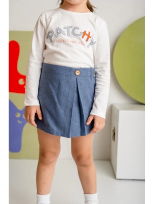Queen Kids CNS11 Kız Çocuk Ince Kaşe Şort Etek Gri