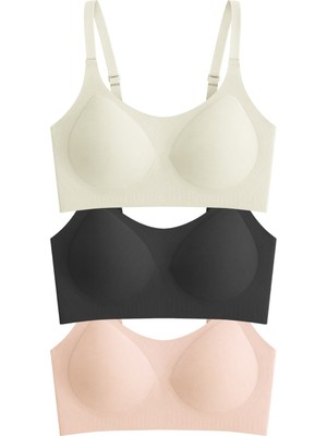 Cottonhill Seamless Bra - Solena | Lazer Kesim Dikişsiz Balensiz Toparlayıcı Kadın Sütyen 3'lü Paket-2