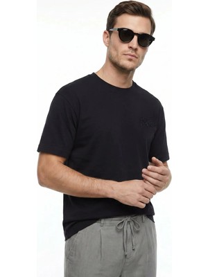 Lee Siyah Erkek Relaxed Logo Baskılı T-Shirt LN388680001