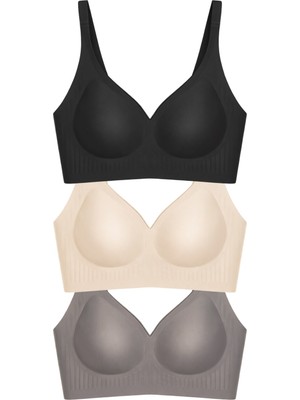 Cottonhill Seamless Bra - Slight | Lazer Kesim Dikişsiz Dilim Detaylı Balensiz Kadın Sütyen 3'lü Paket-3