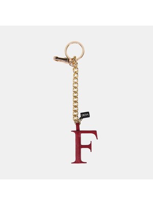 Desa Kırmızı F Harfi Gold Zincirli Deri Charm / Anahtarlık