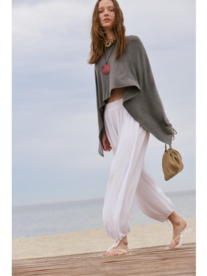 Suud Collection Beyaz Tiana Şalvar Vual Pantolon