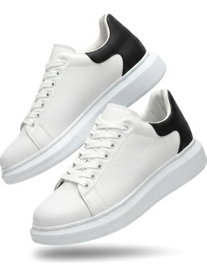 Zerenyus ZRK-X500 Yüksek kalite Kalın Taban Alexandre Model Bağcıklı Beyaz Siyah Erkek Snakers