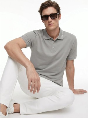 Ted Baker Gri Erkek Oversize Yazı Baskılı T-Shirt TBMRTS2038