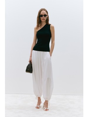Suud Collection Siyah Aven Tek Omuz Örme Bluz