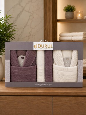 Durul Armina %100 Pamuk 8 Parça Aile Bornoz Seti