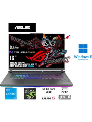 Asusrog Strix G16 G615JH-N3112 Intel Core I5 13450HX 64GB 2tb SSD RTX5050 W11 Pro 16" Duddi