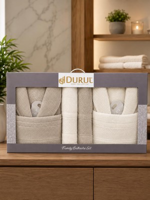 Durul Armina %100 Pamuk 8 Parça Aile Bornoz Seti