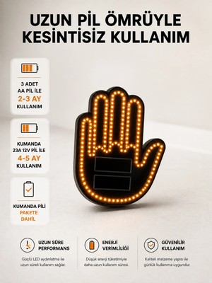 Kaia Life Pilli LED Işık Araç Camı Için Uzaktan Kumandalı El Simgesi