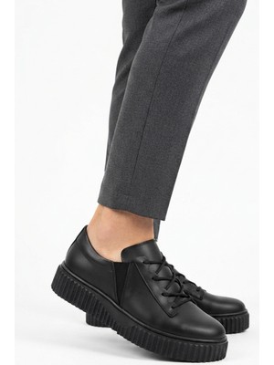 Zerenyus ZRK-502 Yüksek Kalite Kalın Taban Siyah Lastikli Erkek Sneaker
