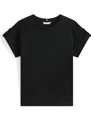 Tommy Hilfiger Gold Button Mdrn C-N, Bds Siyah Kadın T-Shirt