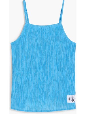 Calvin Klein Crınkle Strap Top Kadın Mavi T-Shirt