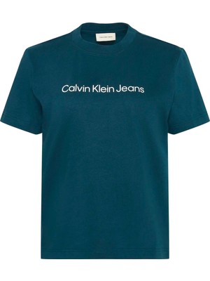 Calvin Klein A- Inst Logo Classıc Tee Ss Kadın Yeşil T-Shirt
