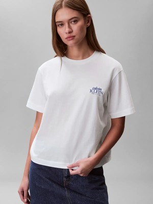Calvin Klein Ss Boxy Graphıc T-Sh, Yaf, Xxs Beyaz Kadın T-Shirt