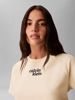 Calvin Klein Ss Towel Terry Cropp, Tgy Krem Kadın T-Shirt