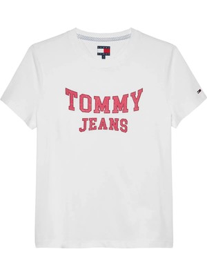 Tommy Hilfiger Tjw Reg Varsıty Tee, Ybl Beyaz Kadın T-Shirt & Polo