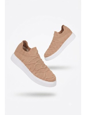 Zerenyus Craig Triko Yüksek Kalite Bağcıksız Slip-On Rahat Erkek Spor Ayakkabı Taba