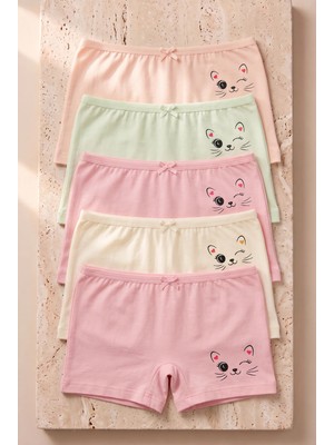 Bony Socks Kız Çocuk 5'li Kedi Desenli Boxer