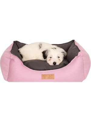 Odea Çift Taraflı Orta Irk-Büyük Irk Köpek Yatağı-Jumbo Köpek Yatağı-Yıkanabilir-Fermuarlı (Pembe/gri, Large)