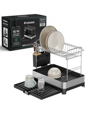Odea Inox Master KD400 | Genişletilebilir 2 Katlı Bulaşıklık | 304 Paslanmaz Çelik | Su Tahliyeli Tezgah Üstü Kurutmalık