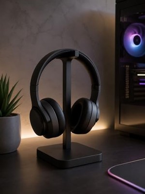 Odea Premium Oyuncu Kulaklığı Standı, Siyah, Masaüstü Organizer, 25 cm Yükseklik, 10X10 cm Taban | Pla 3D Baskı