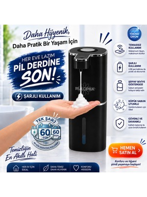 Rulopak 403837 Sensörlü Tezgahüstü Köpük Sabun Dispenseri Siyah