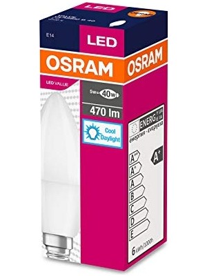 Odea Osram LED 10'lu Paket Mum Clb 40 5W 470 Lümen 6500 Kelvin Beyaz Işık E14 Duy Ampul