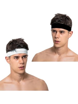 Odea Spor Saç Bandı 2li Sporcu Erkek Kafa Bandı Headband Tenis Gym Ter Bantı Fitness Saç Bantları Yo Crossfit Bisiklet Koşu Canlı Iddia Yürüyüş Erkekler  Lig Saç Bantı