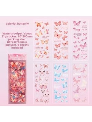 Odea Kolbi Craft 6 Sayfa 114 Adet Şeffaf Pembe Kelebek Sticker Bullet Journal Scrapbook Laptop Ajanda Planlayıcı