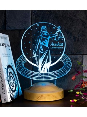 Odea Avukat Hediyesi 3D LED Lamba, Avukatlar Günü Hediyesi - Kişiye Özel Adalet Sembolü Themis Masa Lambası Avukatlara