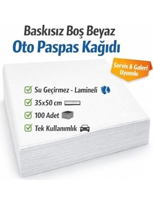 Odea Laminasyonlu Silikonlu Oto Paspas Kağıdı 35X50 – Suya ve Neme Dayanıklı 100 Adet (Beyaz)