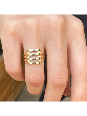 Bayar Gold 14 Ayar Altın Dörtlü Kaburga Yüzük