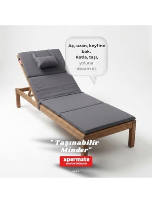 Odea Katlanır Kamp Matı Şezlong Nderi Taşınabilir Kamp Yatağı Su Itici Kumaş 180X60X2 Gri