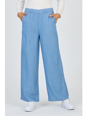 Zühre Denim Geniş Paça Mavi Pantolon 0013