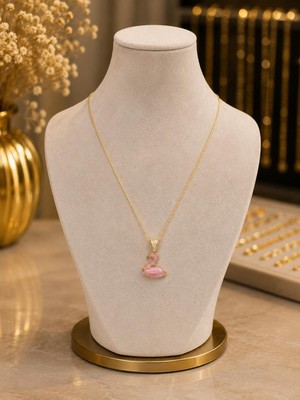 Rome Oro Pembe Kuğu Altın Kolye