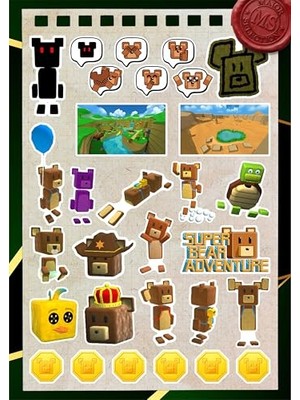 Odea Super Bear Adventure Çocuk Sticker Set -2-30 Adet | Renkli & Eğlenceli | Suya Dayanıklı
