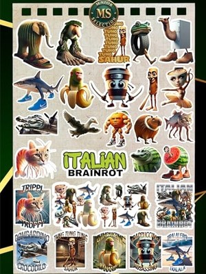 Odea Italian Brainrot Sticker Seti – 28 Parça | Tralalero Tralala, Bombardiro Crocodilo, Boneca Ambalabu | Komik Karakter Çıkartmalar – 3-5 cm Suya Dayanıklı