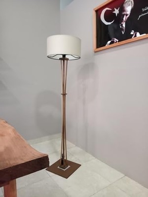 Odea Ahşap Lambader Köşe Lambası Bohem Ceviz Krem