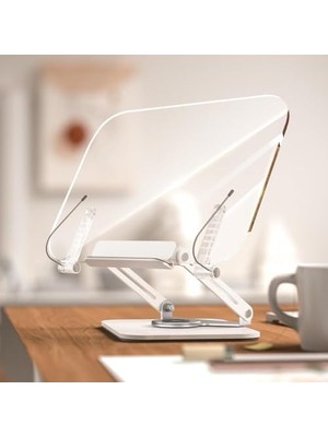 Odea Tablet ve Kitap Okuma Standı – 360° Döner Ayarlanabilir Katlanabilir Masaüstü Tutucu, Ergonomik Tasarım, Sağlam Alüminyum Alaşım, Ev ve Ofis Kullanımı Için Evrensel Tablet Desteği | R15