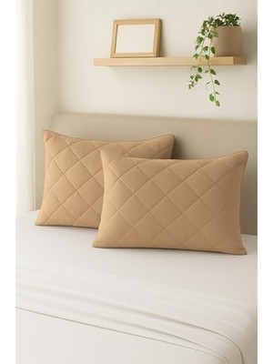 Odea Formeya %100 Pamuk Kapitone Yastık Koruyucu Kılıf 2 Adet 50 x 70 (Kahverengi)