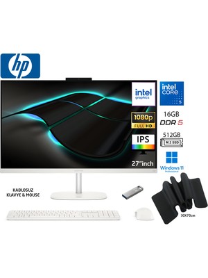 Hp Omnistudio 27-CU0009NT Intel Core 5 210H 16GB 512GB SSD W11 Pro 27" Fhd All In One Bilgisayar D62C1EA Duddi Mousepad+Usbbellek
