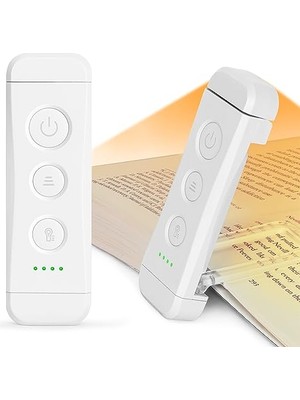 Odea USB Şarj Edilebilir Kitap Işığı, Kitapta Göz Bakımı Okuma Işığı Klipsi, 3 Renk ve 5 Parlaklık Kısılabilir, Taşınabilir ve Esnek, 80 Saate Kadar Uzun Ömürlü (Beyaz) | Yatakta Kitap Okuma Lambası, 3 Ren